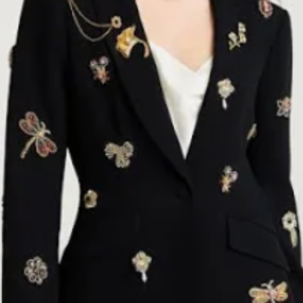 Cinq à Sept Black Blazer with Embroidered Accents - Picture 2 of 4